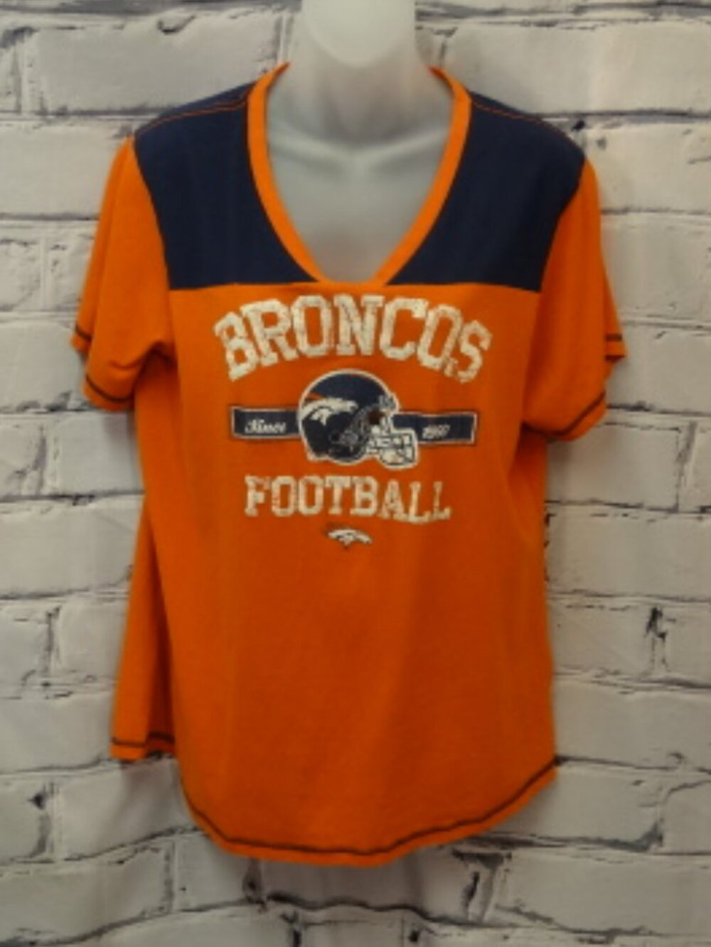 Broncos NFL Team Apparel Women's V-Neck Tee Shirt